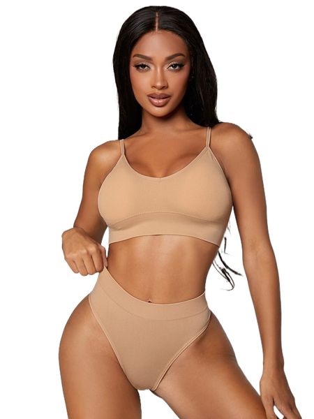 

plain seamless lingerie set s3fu#, Black;red