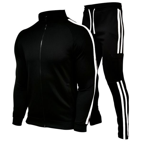 

men's sets two piece set tracksuit casual zipper jacke + pants harajuku sport suits spring and autumn tracksuit brand sportswear 220402, Gray