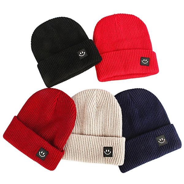 

korean smiling face wool knitted caps skullcap women mens caps autumn spring brand skullies beanies baggy melon cap knit hat 220816, Blue;gray