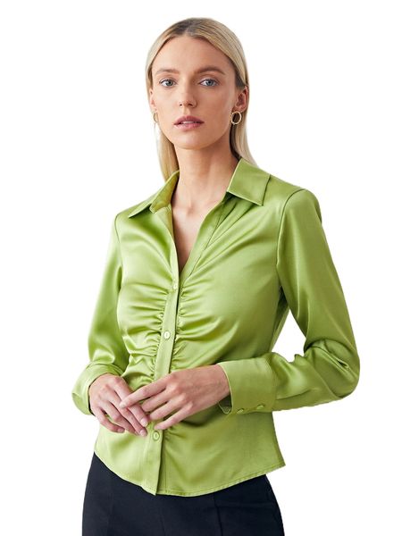 

motf premium regular fit gathered blouse 235d#, White