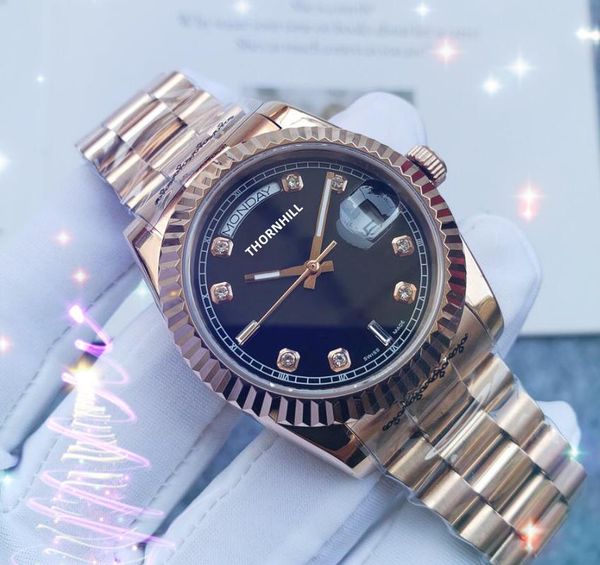 

popular rose gold black time week date women watch 36mm mechanical automatic movement 904l stainless steel self-wind hour limited edition wa, Slivery;brown