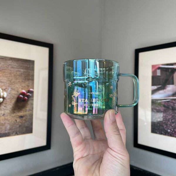 

2021 starbucks cup coffee power fresh coffee flower glass water cup 355ml