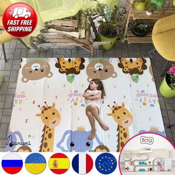 Miamumi Baby Play Mat Activity Carpet para criança 200x180cm 78x70in alfabeto de dinossauro animal grossa xpe tapete dobrável à prova d'água 220624