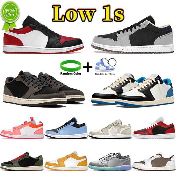 

2022 low bred toe 1 1s men basketball shoes starfish cactus mocha fragment multi-color team red spades lucky green black grey mens sneakers