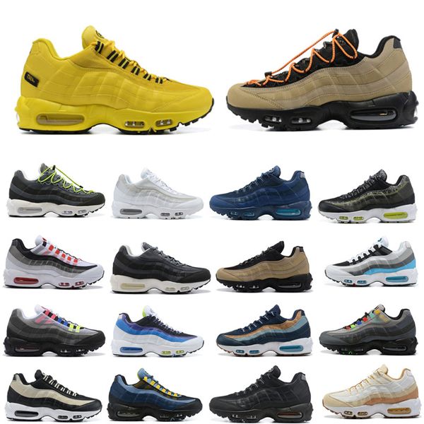 

new arrival 95 men running shoes 95s triple black white neon khaki total orange light p blue iron smoke grey brown hombre chaussure man spor