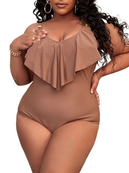 

plus hanky trim one piece swimsuit n1qq#, White;black