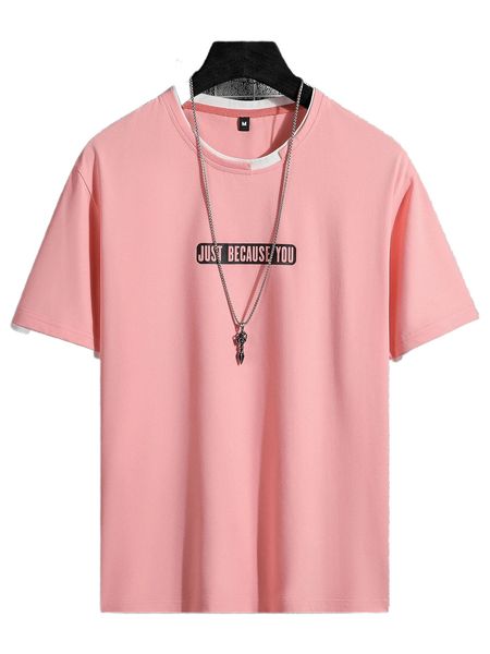 

men slogan graphic contrast trim tee n7az#, White;black