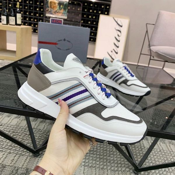 

2022s new brand cowhide with breathable canvas sports sneakers shoes elegant technical fabric re-nylon chunky light rubber sole casual walki, Black