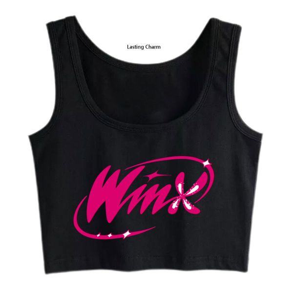

crop katun kerah bulat harajuku winx pesona abadi 220613, White