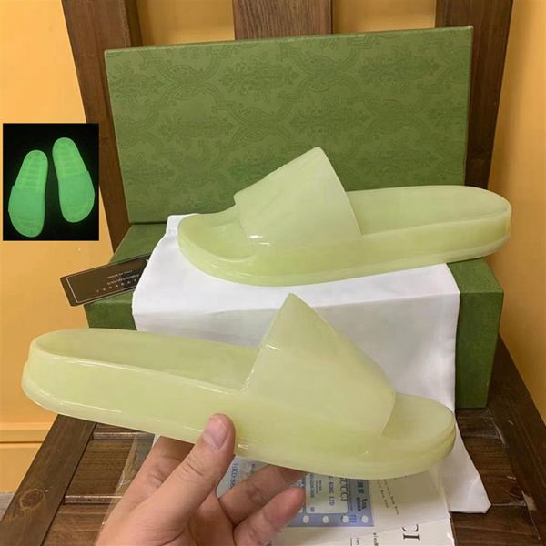 

luminous mens women slippers designer rubber slides sandal flat letter fashion shoes beach flip flops 36-46275e, Black