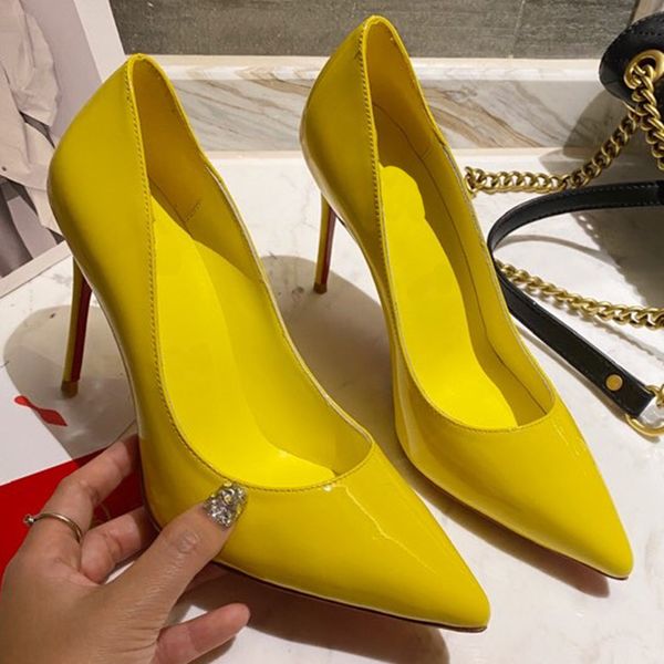 

stiletto dress shoes classic fashioncolored lacquer leather lady pumps designer 12cm heels pointed toes high heeled womens shoe 35-42, Black