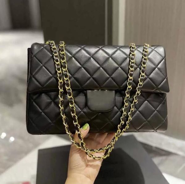

tz women's luxury flap crossbody bag lambskin black white french designer bags gold-tone metal hardware high capacity diamond quilting