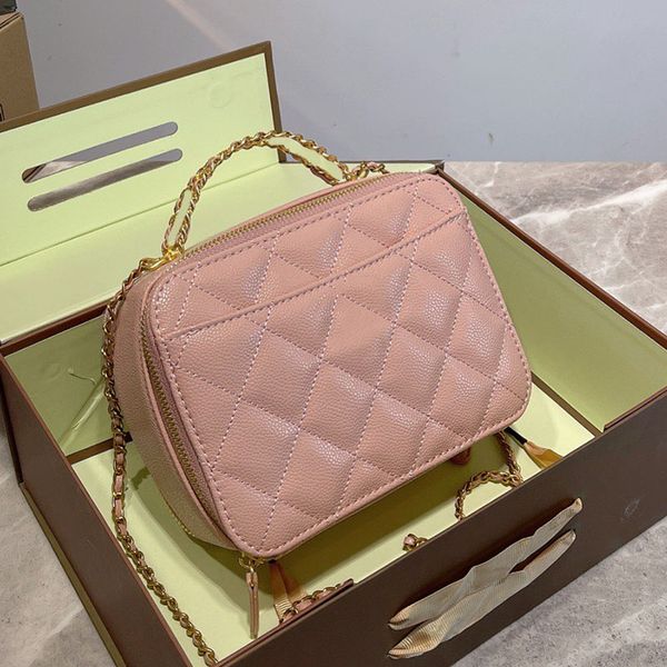 

22ss pearl pink white cross bags premium caviar lambskin hollow handle quilted gold metal multi pocket cosmetics spring summer luxury design