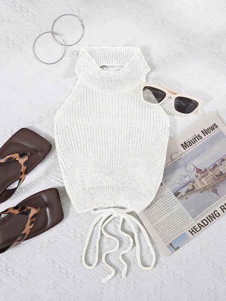 

lace up ribbed knit y5fe#, White;black