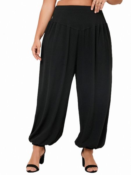 

plus high waist carrot pants 36bt#, Black