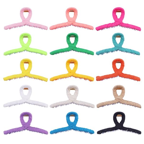 

multicolor hair claws for women plastic hairs clips wrapped with cloth simple handmade diy hair accessories wholesale 1 8xta d3, Slivery;white
