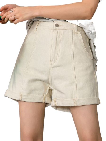 

dazy high waist slant pocket denim shorts 77to#, White;black