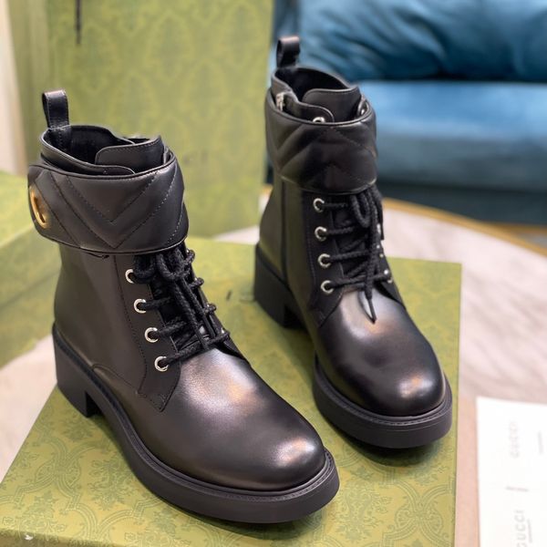 Klasik toka ayak bileği botları tasarımcı orijinal deri baskı patchwork kadınlar ayakkabı en kaliteli düşük topuk yuvarlak ayak parmakları dantel up casual martin boot 35-41 kutu