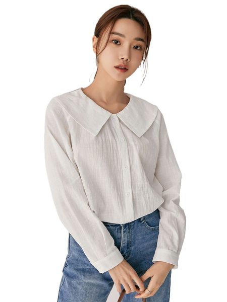 

dazy-less statement collar raglan sleeve blouse j4sy#, White