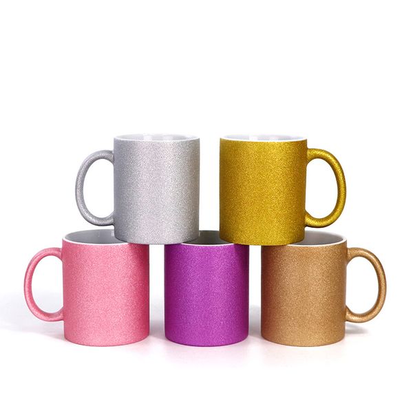 Sublimationstassen-Rohlinge, 11 Unzen, Kaffeetasse, hochwertig beschichtete Keramiktassen, fertig zum Personalisieren und Anpassen, Gold, Silber, Rosa