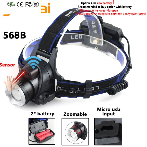 Nuovi fari High Lumen Led Headlamp T6 Zoomable Headlight Head Torch Torcia Head Lamp Usa 18650 Batteria per la caccia alla pesca