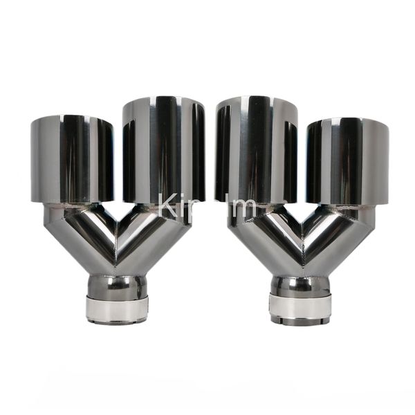 

1 pair universal car exhaust muffler end tips black 304 stainless steel dual pipe for audi bmw