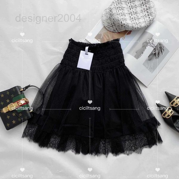 

skirts designer spring and summer 2022 new elastic waist solid black mesh half skirt middle 3in1