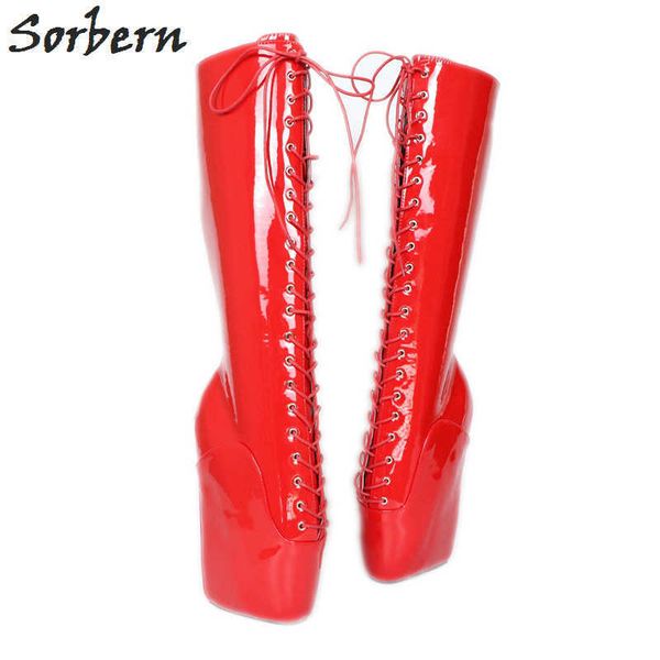 

red ballet wedge fetish pinup women easy wear art performance boots beginner lockable ballet wedge boots hoof sole heelless, Black