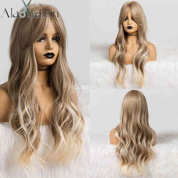 

hair synthetic wigs cosplay alan long ombre light ash brown blonde wavy wig cosplay party daily synthetic for women high density temperature, Black