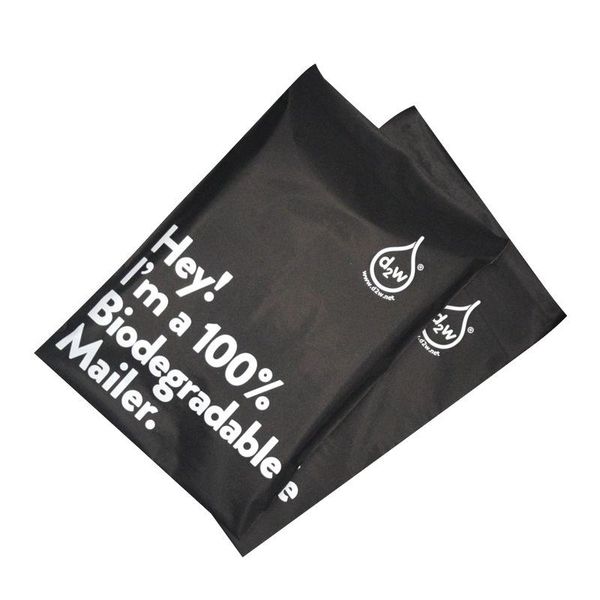 Embrulho de presente 50pcs preto 100% biodegradável Courier Bag Express envelope de armazenamento de armazenamento Bolsas de embalagem e auto-venda à prova d'água Bagsgift