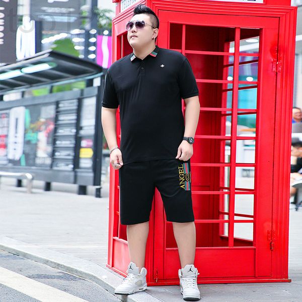 

men's casual shirts designer special body men's wear plus fat large lapel casual t-shirt five leggings set guy super big ha two-pi, White;black