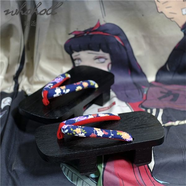 

whoholl japanese wooden slipper man women clogs shoes kimono geta cosplay shoes summer flipflops for couples slides slippers 220611, Black