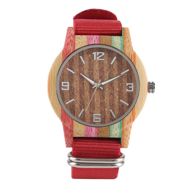 Orologi da polso Orologio da donna in legno al quarzo di bambù naturale Orologi in legno super leggeri Lancette luminose da polso con cinturino in nylon