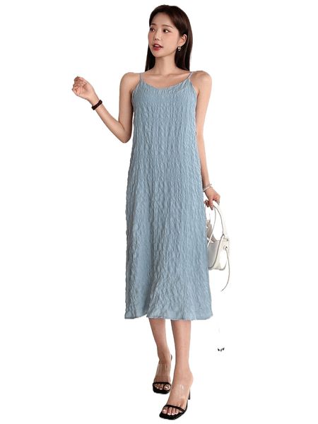 

dazy solid textured cami dress 02ck#, Black;gray