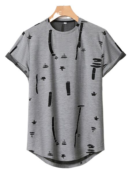 

men random print high low tee a8gf#, White;black