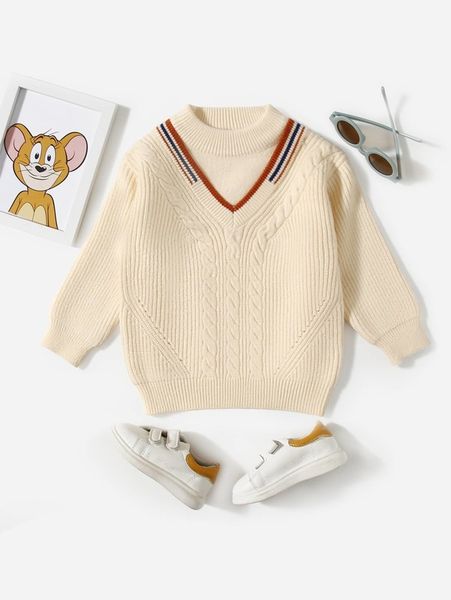 

toddler boys cable knit striped sweater she01, Blue