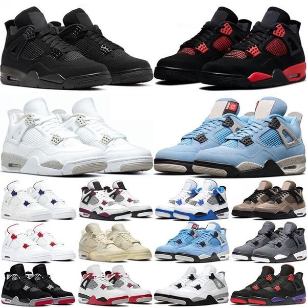 

men women 4 basketball shoes black cat 4s cactus jack oreo universitys blue sneaker sail kaws purple metallic designers trainers sneakers 36