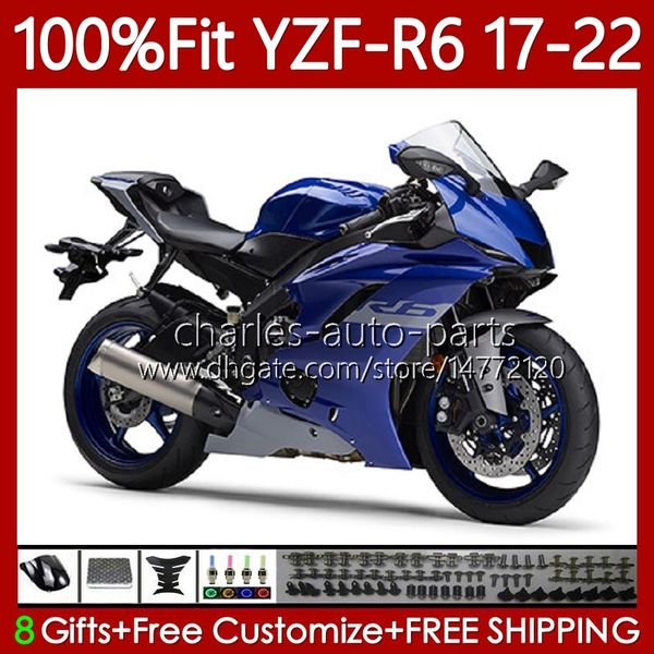 Spritzguss-Verkleidungen für Yamaha YZF-R6 YZF glänzend blau R6 R 6 600 CC YZFR6 17 18 19 20 21 22 Körper 119No.75 YZF-600 2017 2018 2019 2020 2021 2022 YZF600 17-22 OEM-Karosserie