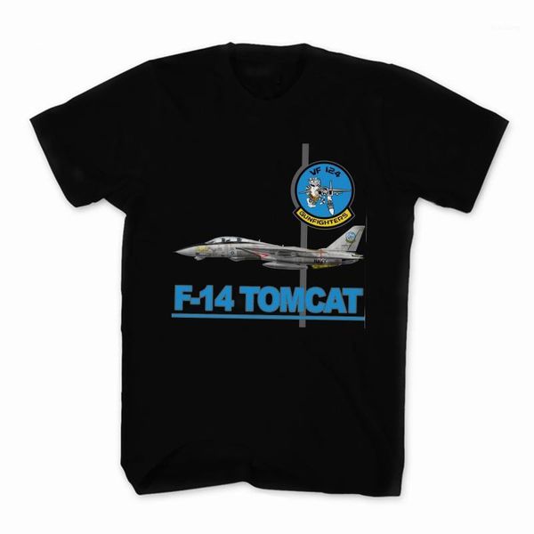 Мужские футболки США ВМС VF-124 Gunfighters Escadron F-14 Tomcat Fighter T-футболка. Летняя футболка с короткими рукавами с коротким рукавом S-3XL