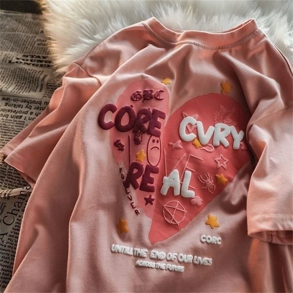 

summer style national tiedye printing bear shortsleeved tshirt female oversized loose hiphop fullprint halfsleeve 220615, White