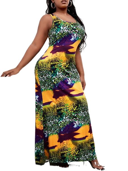 

sxy plus leopard print maxi dress b0gd#, Black
