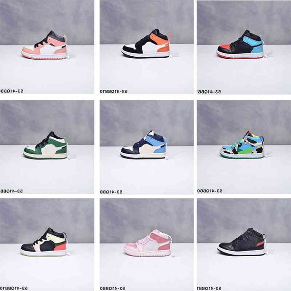 

basketball fashion jordns shoes jumpman 1 1s infant high sneaker children's rose patch digital pink metallic gold kids boy girl sneaker, Black
