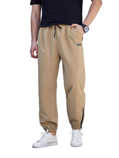 

men letter graphic slant pocket carrot pants l8vv#, Black