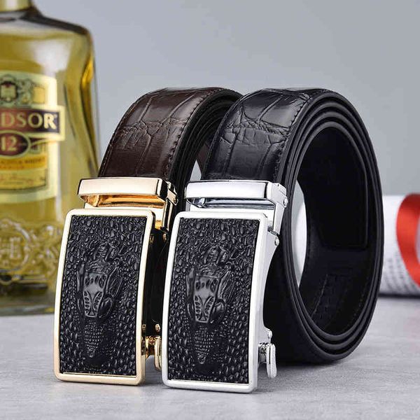 

belts men's business leather belt automatic buckle fashion casual men's pants rwde, Black;brown