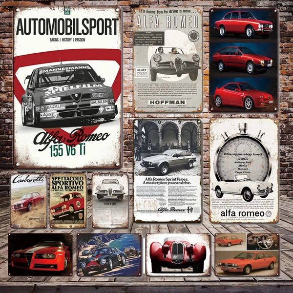 Pittura in metallo Vecchia auto Targa Poster Adesivi per auto d'epoca Targa in metallo Retro Man Cave Garage Targa decorativa da parete Chic Living Room Decor Dal marchio Hisimple