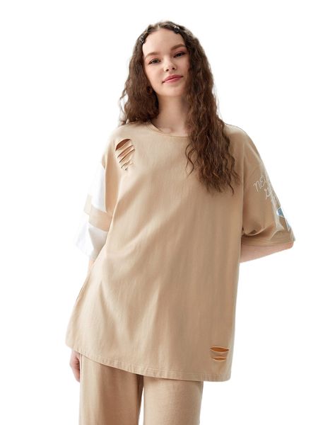 

x ama geo graphic drop shoulder cut out tee n9um#, White