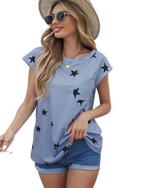 

star print patched pocket dolman sleeve tee k1rh#, White