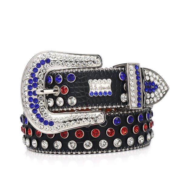 

2022 fashion rhinestone belt bb simon silver shiny diamond crystal ladies waist belt for jeans, Black;brown