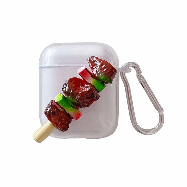 Accessori per cuffie Creativo Divertente Simulazione 3D Kebab Custodia per auricolari per Airpods 1 2 Pro 3 Portachiavi Custodia morbida trasparente per cuffie