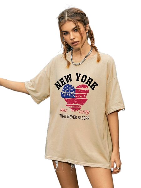 

americana and letter graphic drop shoulder tee 82l5#, White